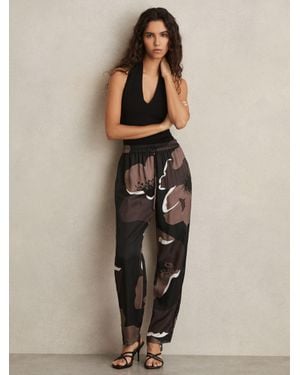 Reiss Floral-Print Wide-Leg Trousers - Multicolour