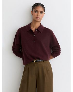 Reiss Merino Wool Knitted Polo Jumper - Brown