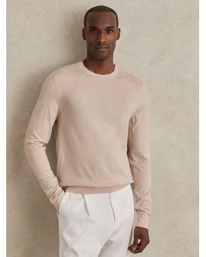Reiss Wessex - Beige Merino-wool Crew-neck Jumper, Xxl - Natural