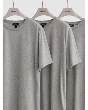 Reiss 3 - Grey Melange Bless 3 Pack Cotton Crew-neck Tailored-fit T-shirts 3-pack, Xl