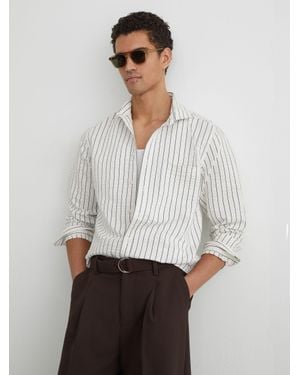 Reiss Blend Seersucker Pinstripe Shirt Regular-Fit - White