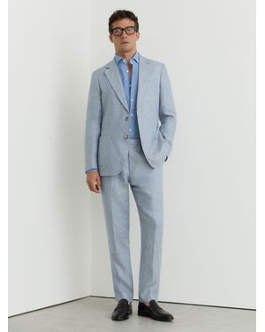 Reiss Tailored Fit Linen-Twill Classic-Fit Suit Trousers - Blue