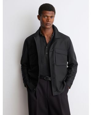 Reiss Cotton-Blend Twill Twin-Pocket Overshirt - Black