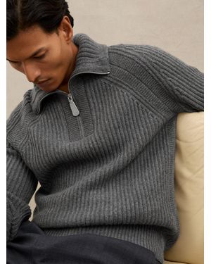 Reiss Atelier Cashmere Half-Zip Jumper - Grey