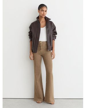 Reiss Cali - Light Brown Twin-pocket Button Flared Jeans, 26w X 31r (uk 26 R) - Natural