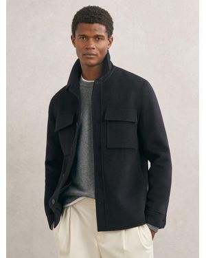 Reiss Wool-Blend Twin-Pocket Overshirt - Black