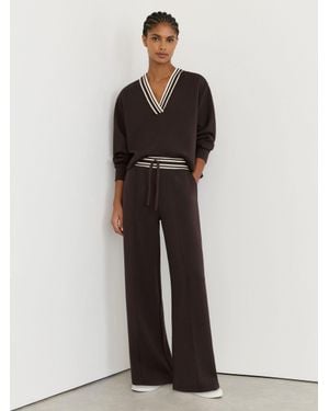 Reiss Petite Premium Interlock Stripe-Waist Joggers - Black