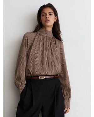 Reiss Leather Lizard-Effect Half-Keeper Belt - Brown