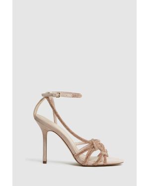 Reiss Eryn - Nude Embellished Heeled Sandals, Us 6 (uk 4) - White
