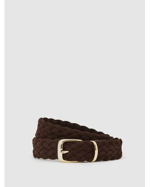 Reiss Jesse - Dark Brown Woven Belt, 36