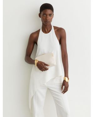Reiss Asymmetric Draped Halterneck Top - White