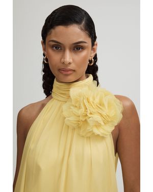 Halston Removable Ruffle Chiffon Maxi Dress, & Camel - Metallic