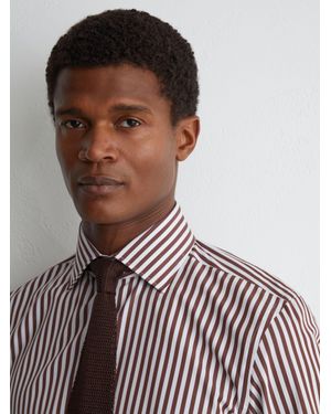 ATELIER Long Sleeve Bengal Stripe Button-Down Shirt - Brown