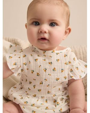 Reiss Eleanora Print Cotton Seersucker Floral Romper, Cream - Brown