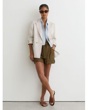 Reiss Leather Cross-Strap Flat Sandals - Natural
