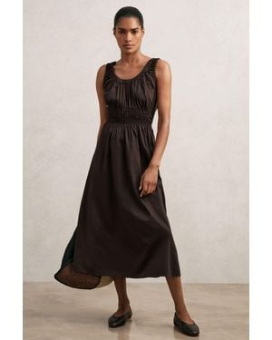 【海外限定】REISSドレス☆Abi Cotton Craft-Stitch Shirred Min reiss-Black-Cotton-Craft-