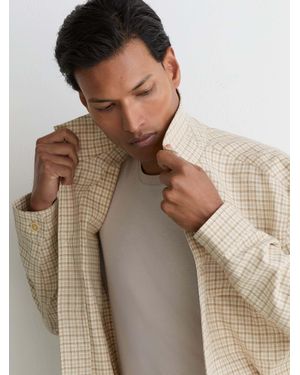 Reiss Cotton-Linen Checked Overshirt - Brown