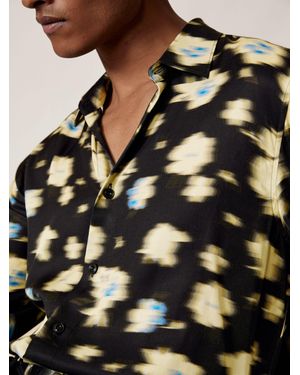 Reiss Petal - Black Abstract Floral-print Shirt, Xs