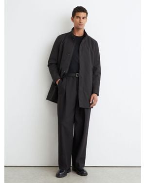 Reiss Flaye - Black Hybrid Gilet-insert Funnel-neck Overcoat, M