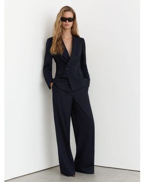 Reiss Tall Wool-Blend Double-Breasted Suit Blazer - Blue