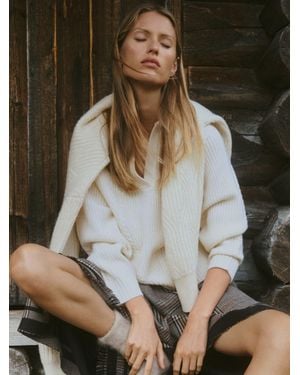 Reiss Wool-Cashmere Cable-Knit Detail Jumper - Natural