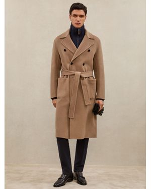Reiss Sangiovese - Atelier Camel Brown Atelier Double-breasted Tie-waist Overcoat, M - Natural