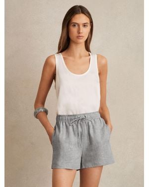 Reiss Linen Blend Drawstring Shorts - Grey