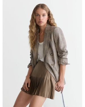 Reiss Satin Pleated Mini Skirt - Brown