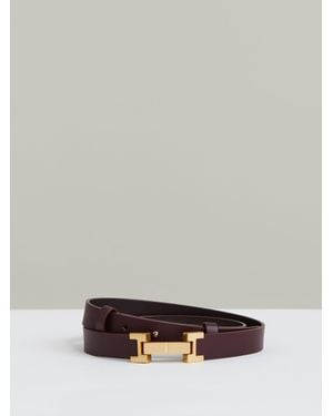 Reiss Leather Square Hinge Belt - Grey