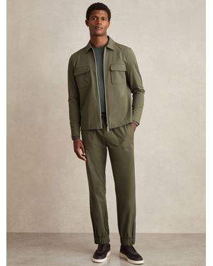 Reiss Climb - Green Drawstring Technical Cuffed Trousers, 30 - Natural