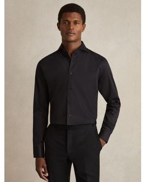 Reiss Storm Cotton-Twill Two-Fold-Fit Shirt - Black