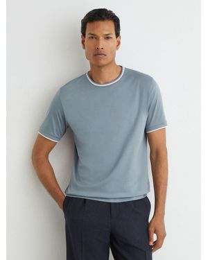 Reiss Ainsley - Dusty Blue Air-water Cotton Tipped Tailored-fit T-shirt, S