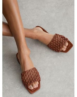 Reiss Woven Flat Slip-On Sandals - Grey