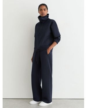 Reiss Premium Interlock Half-Zip Sweatshirt - Blue