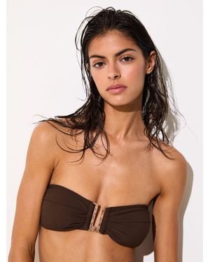 Reiss Removable-Strap Bandeau Bikini Top - Natural