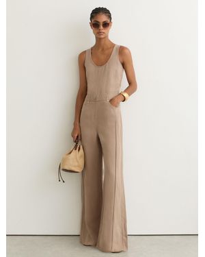 Reiss Lyocell-Linen Wide-Leg Jumpsuit - Natural