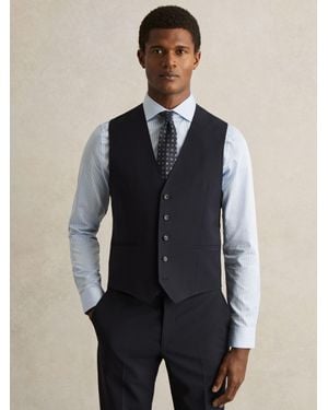 Reiss Promise - Navy Wool-blend Slim-fit Waistcoat, 38 R - Blue