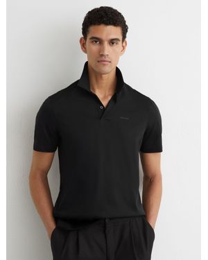 Reiss Tello - Black Airwater-cotton Logo Polo Shirt, Xs