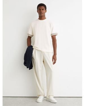 Reiss Textured Tape-Cuff Modern-Fit T-Shirt - Natural