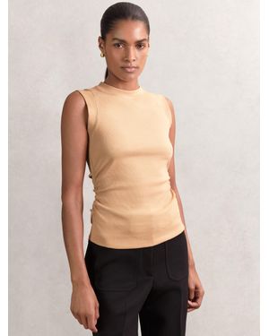 Reiss Fine-Rib Ruched Vest Top - Blue