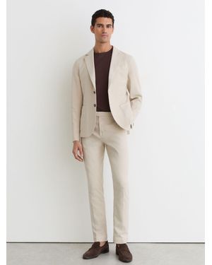 Reiss Garment-Dyed Piqué Suit Trousers Tailored-Fit - White