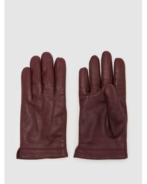 Reiss Nappa Leather Gloves - Purple