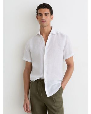 Reiss Slim Fit Linen Shirt, - Resort & Holiday Wear - Natural