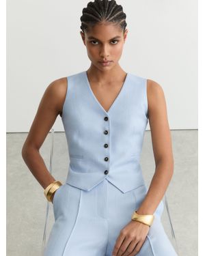 Reiss Button-Through Tailored Waistcoat - Blue