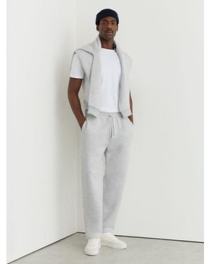 Reiss Tanner - Grey Melange Cotton-blend Heavyweight Joggers, Xs - White