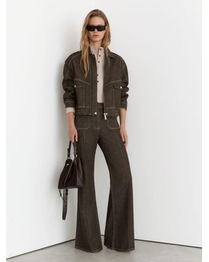 Reiss Patch-Pocket Flared Jeans - Brown