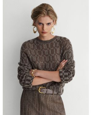 ATELIER Cashmere-silk Geometric-knit Jumper - Grey