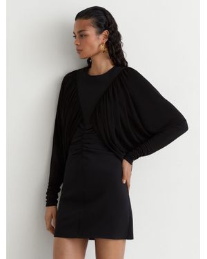 Reiss Draped Jersey Ruched Mini Dress - Black