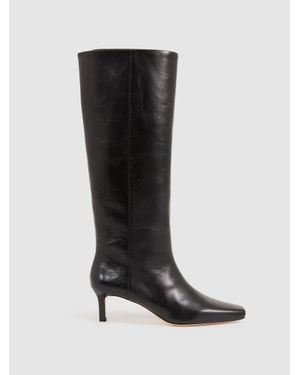 PAIGE Leather Knee-High Boots - Black