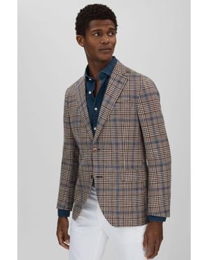 Oscar Jacobson Single Breasted Blazer Polyurethane Checked - Grey